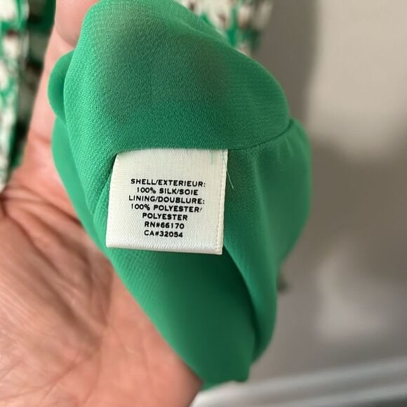 MOULINETTE SOEURS (Anthropologie) Silk Green/Brown Tulip Dress, Size 2 - Picture 4 of 6